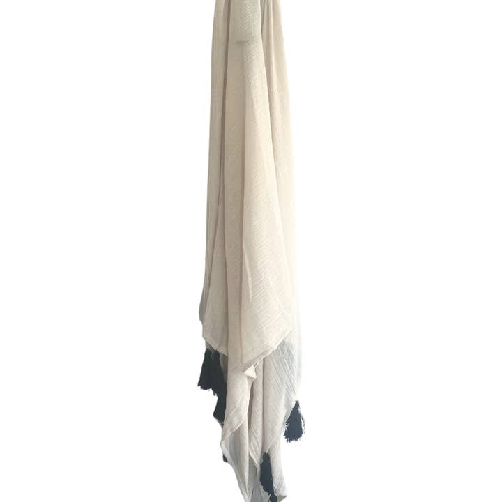 Coastal Addiction - Wholesale Throw/decorative pillow - Summer Muslin Throw - Natural/Black0