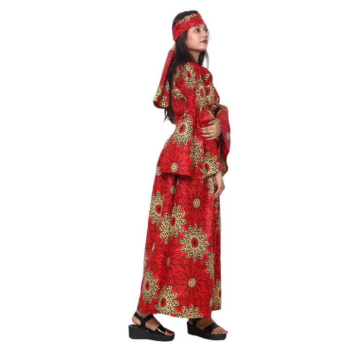 African Stars - Wholesale Dress - Women's - Women's Long Sleeve Smocking Maxi Dress with Bell Sleeves -- FI-500721