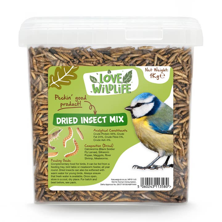 Love Wildlife Dried Insect Mix for Wild Garden Birds 1kg for wholesale by Natures Grub