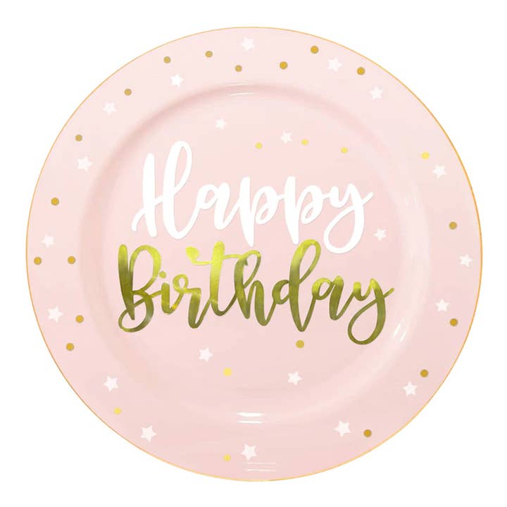 Smarty had a Party - Wholesale Disposable plate - 10.25" Pink w/ White Birthday Plastic Dinner Plates - 10 pcs1