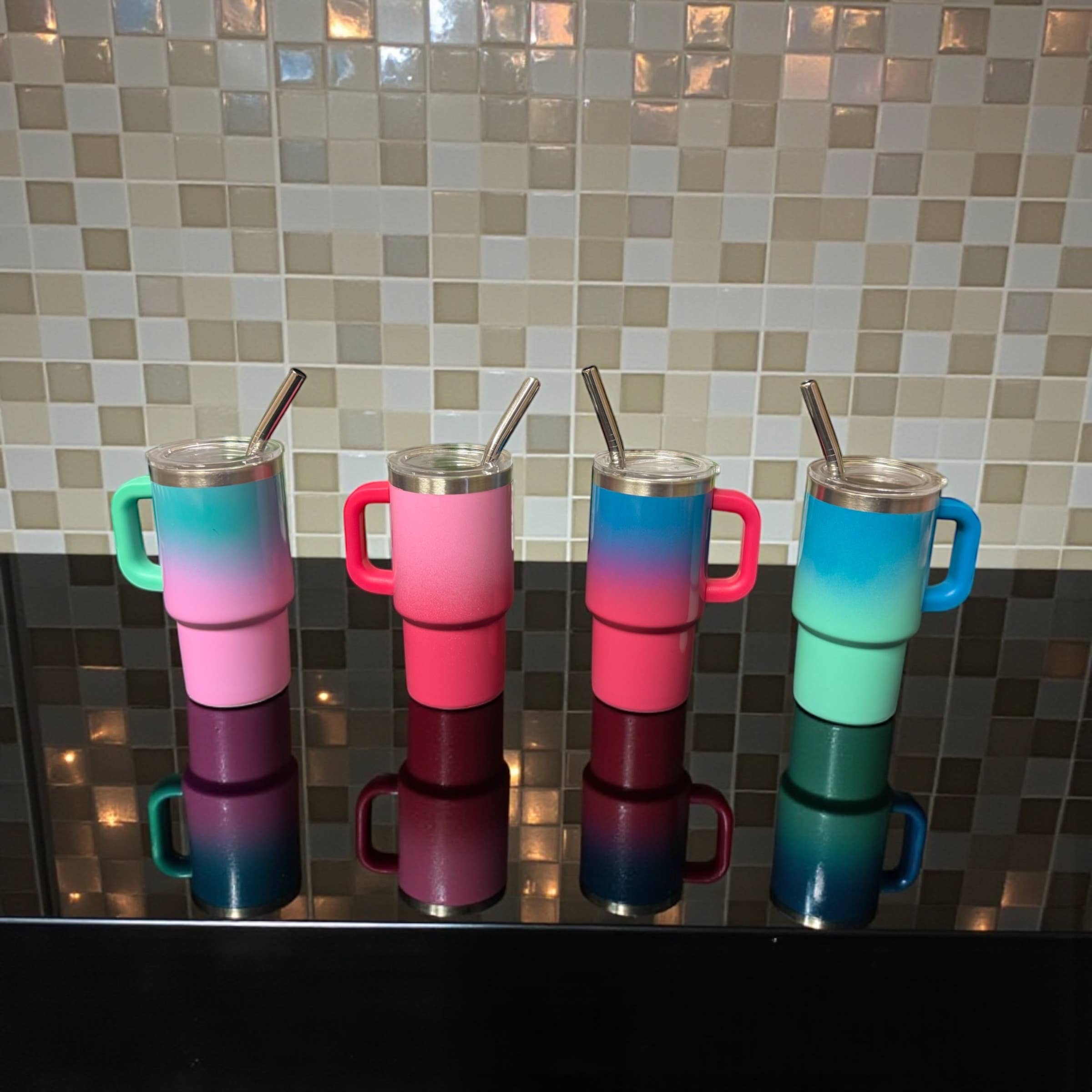 Trend Zone - Wholesale Insulated Mug/Tumbler - Mini Tumblers with straws 2.5oz - Ombre0