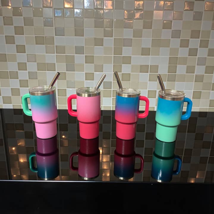 Trend Zone - Wholesale Insulated Mug/Tumbler - Mini Tumblers with straws 2.5oz - Ombre0
