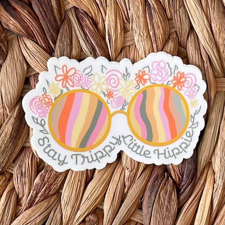 Stay Trippy Little Hippie Sticker for wholesale by Notelette Press