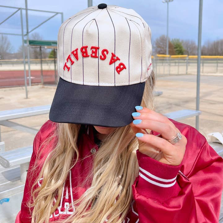 KENZKUSTOMZ - Wholesale Trucker Hat - Women's - BASEBALL - Red on Black Stripe Vintage Hat