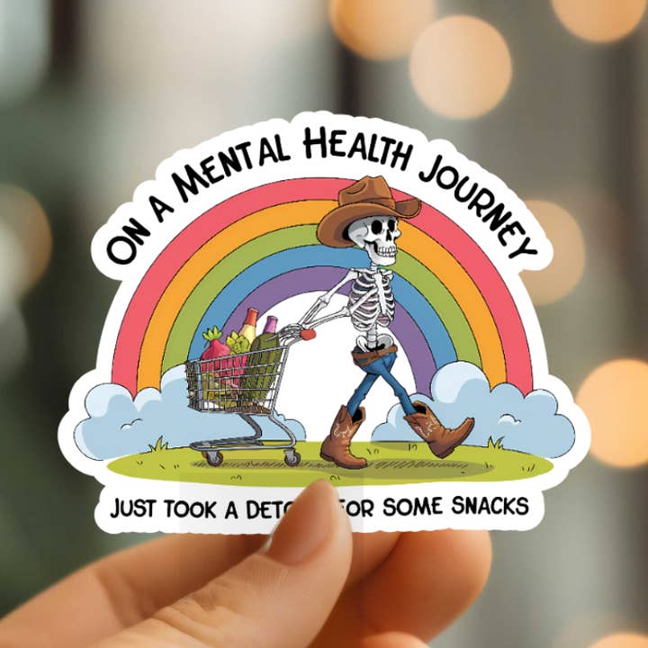 Lustig auf einer Reise zur psychischen Gesundheit Vinyl-Aufkleber für den Großhandel von Mystical Monkey Toes