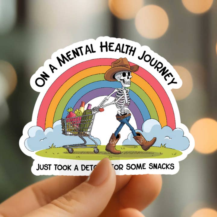 Funny On A Mental Health Journey Vinyl Sticker for wholesale by Mystical Monkey Toes
