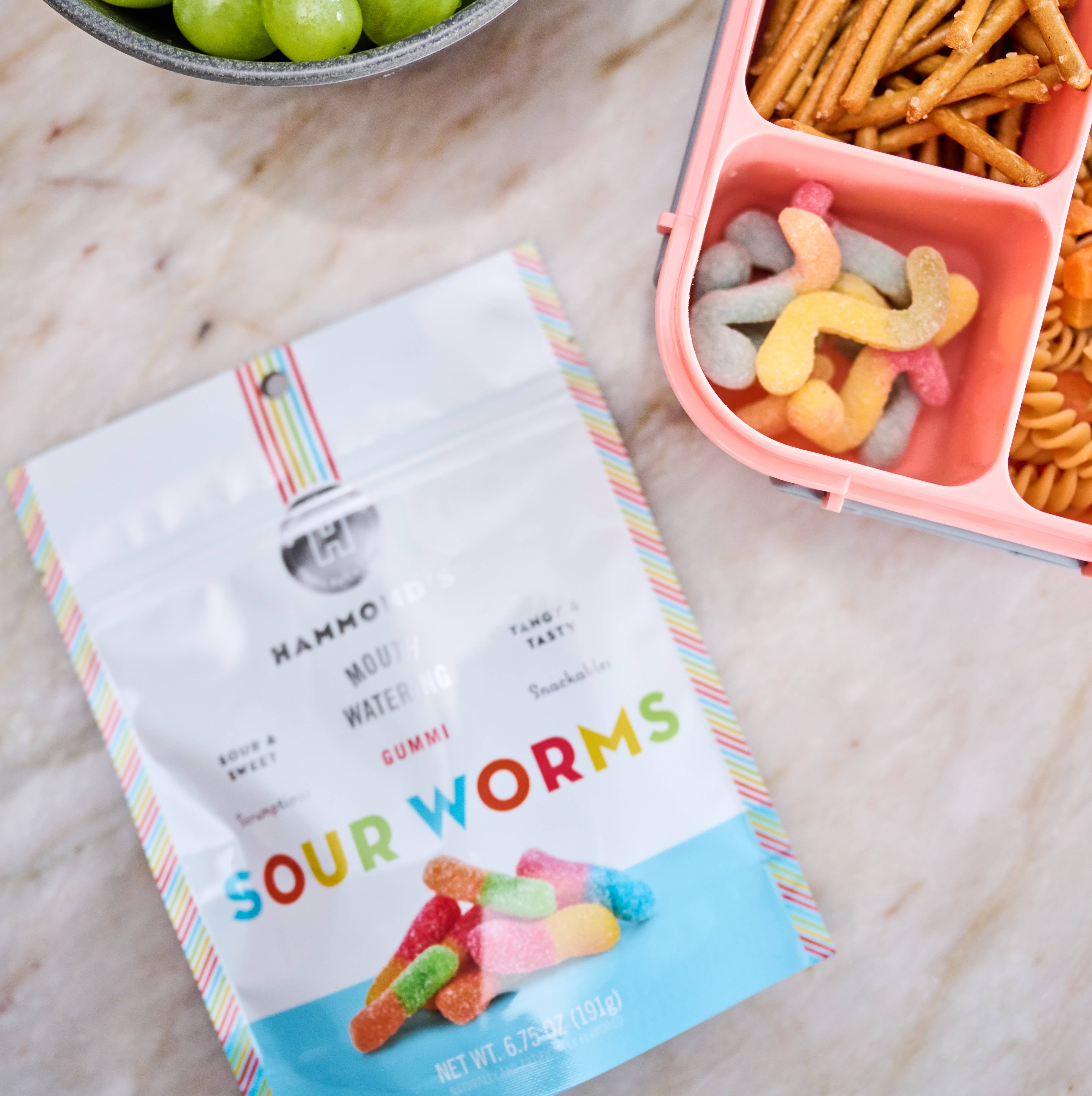 Hammond's Candies - Wholesale Gummy - Sweet & Sour Candy - Gummi Worms - 6.75 oz Resealable Bag3