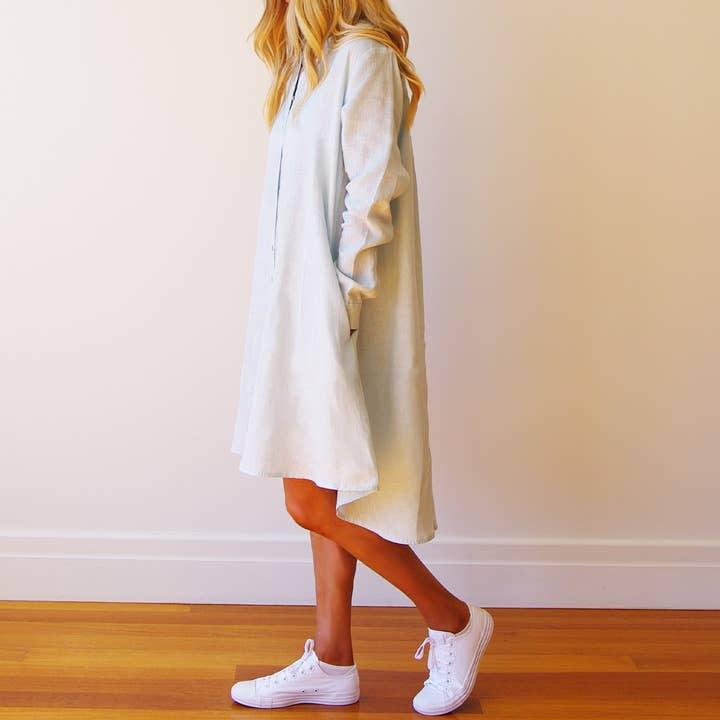 Who's Charlie - Wholesale Dress – Women's - Murphy 100% Linen A Line Shirt Dress3