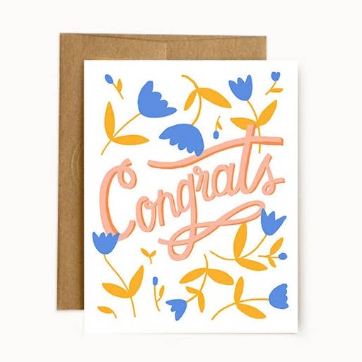 Floral Congrats Wedding Card for wholesale by Hello Doodle