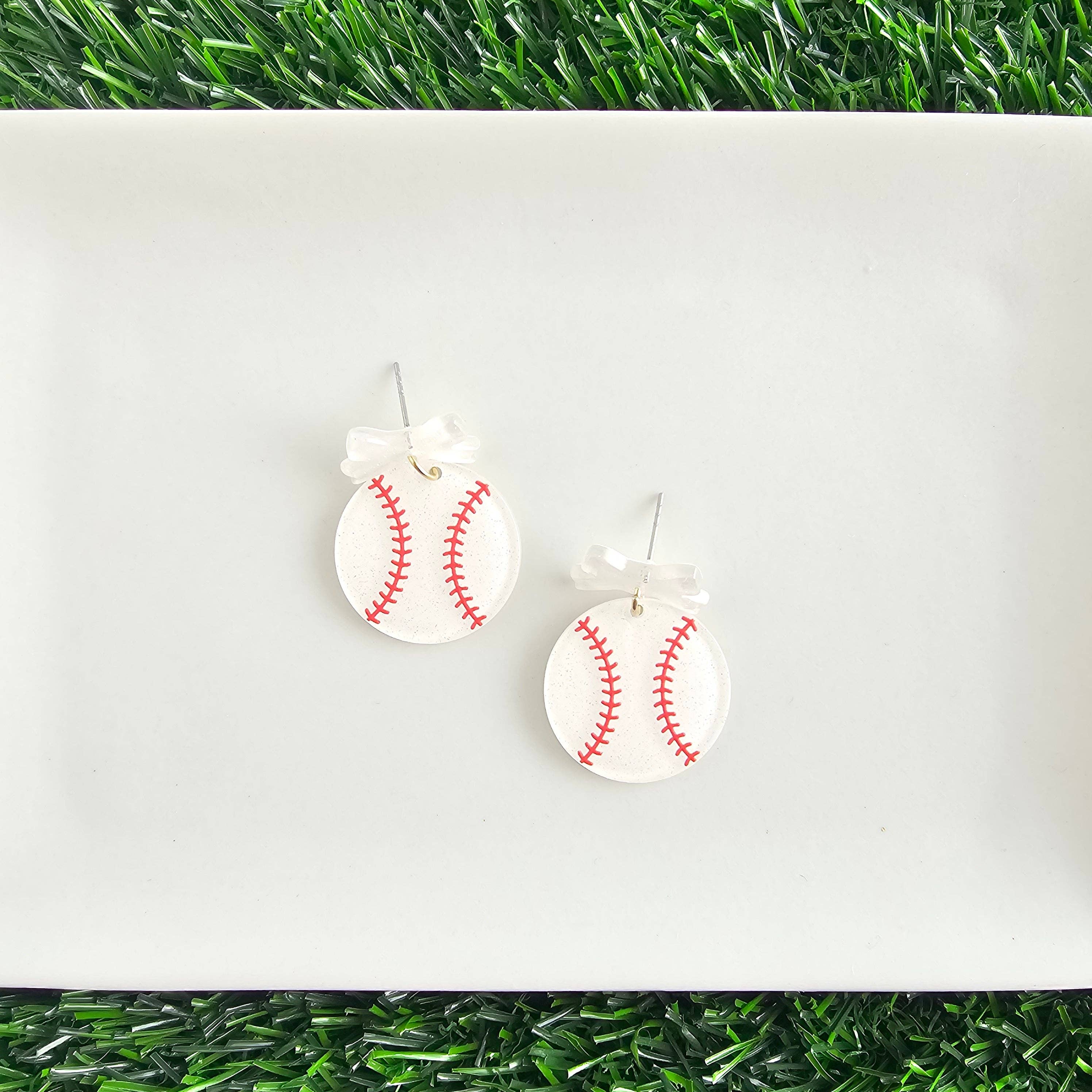 Spiffy & Splendid - Wholesale Dangle Earrings - Bow Baseball Earrings // Jewelry, Earrings, Game Day11