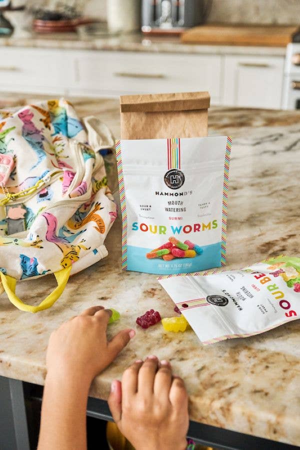 Hammond's Candies - Wholesale Gummy - Sweet & Sour Candy - Gummi Worms - 6.75 oz Resealable Bag2