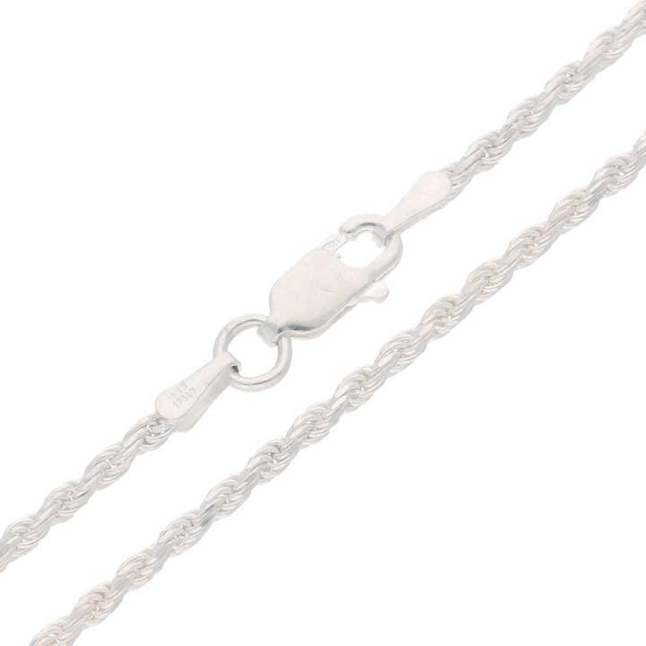 Silver Insanity - Wholesale Link & Chain Necklace - 2mm Sterling Silver Diamond-Cut Rope Chain Necklace