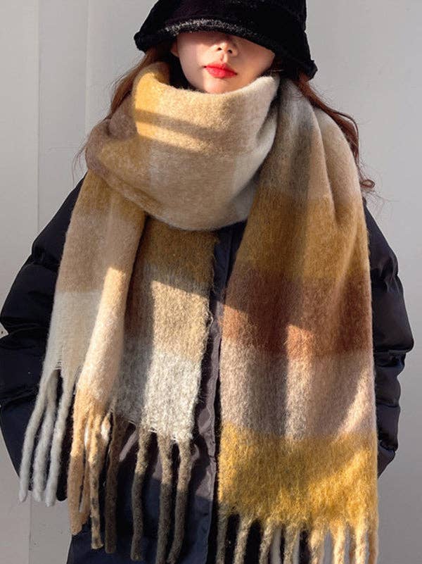 StyleGalX - Wholesale Scarf - Women's - Fashion Keep Warm Tasseled Checkered Shawl&Scarf6