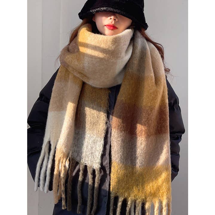 StyleGalX - Wholesale Scarf - Women's - Fashion Keep Warm Tasseled Checkered Shawl&Scarf8