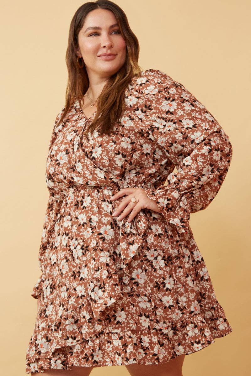 Hayden LA – Vestido - Mulher por atacado – Vestido feminino estampado floral com punho apertado0