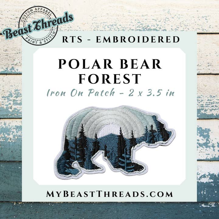 Beast Threads LLC - Wholesale Patch - Polar Bear Forest Embroidered Patch- RTS