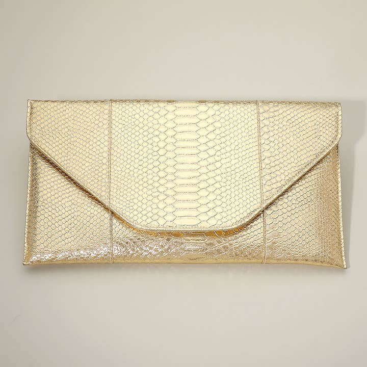 Sensibling Corp. - Wholesale Clutch Bag - Women's - Snake Skin Patterned Envelope Clutch / Shoulder Bag5