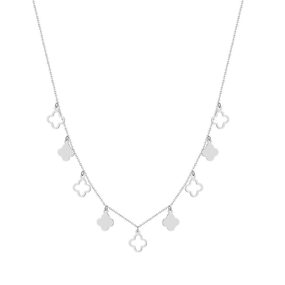 Gioiellin - S925 Silver Jewelry – wholesale Pendant/charm necklace – 925 Sterling Silver Lucky Four-Leaf Clover Clavicle Necklace0