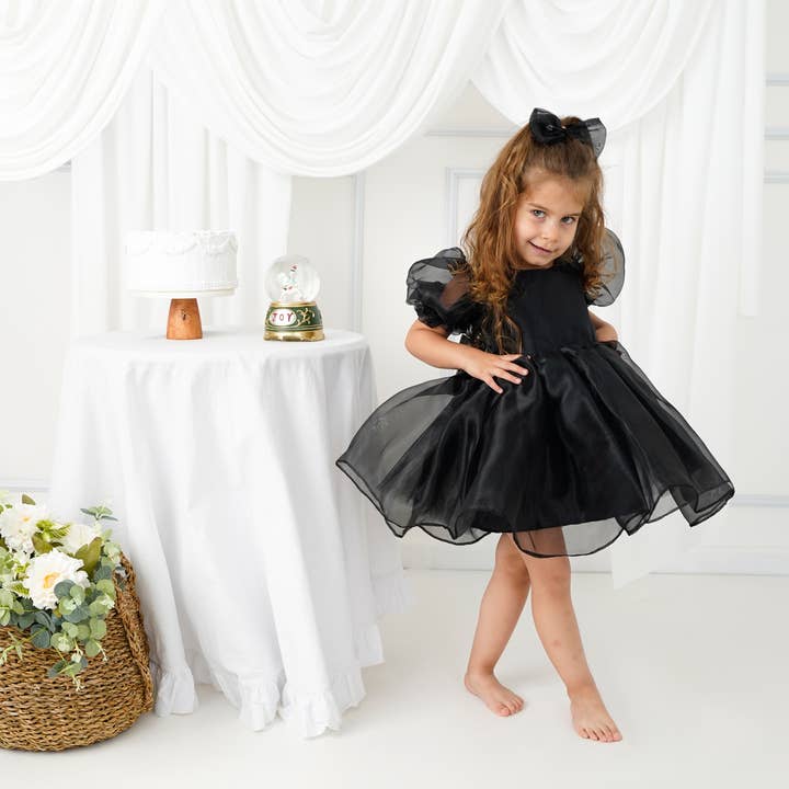 Organza girl dress black, Birthday party puffy girl dress for wholesale by My Baby By Merry