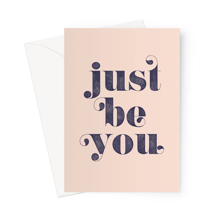 JUST BE YOU — Carte de vœux rose pâle/bleu marine pour la vente par burnt peach