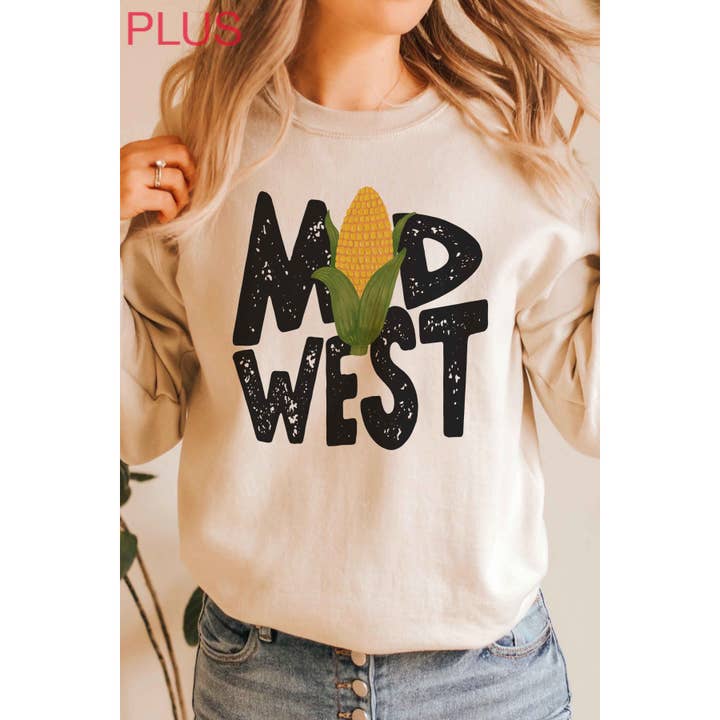 MIDWEST CORN Plus Size Graphic Sweatshirt for wholesale by BLUME & CO.