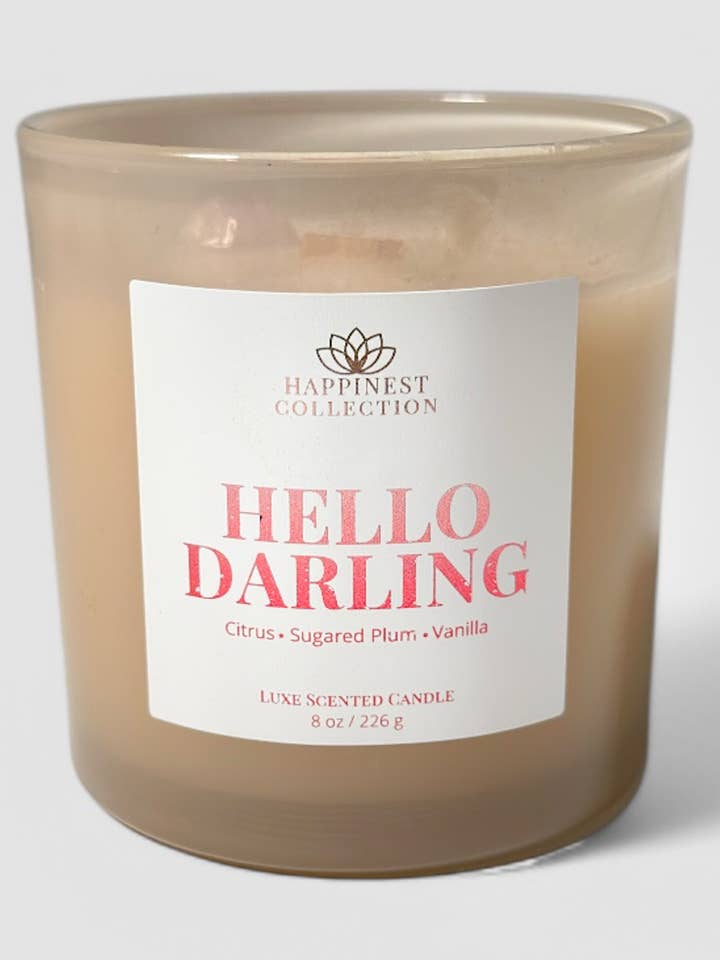 Hello Darling - 8 oz Crystal Candle for wholesale by The Happinest Collection