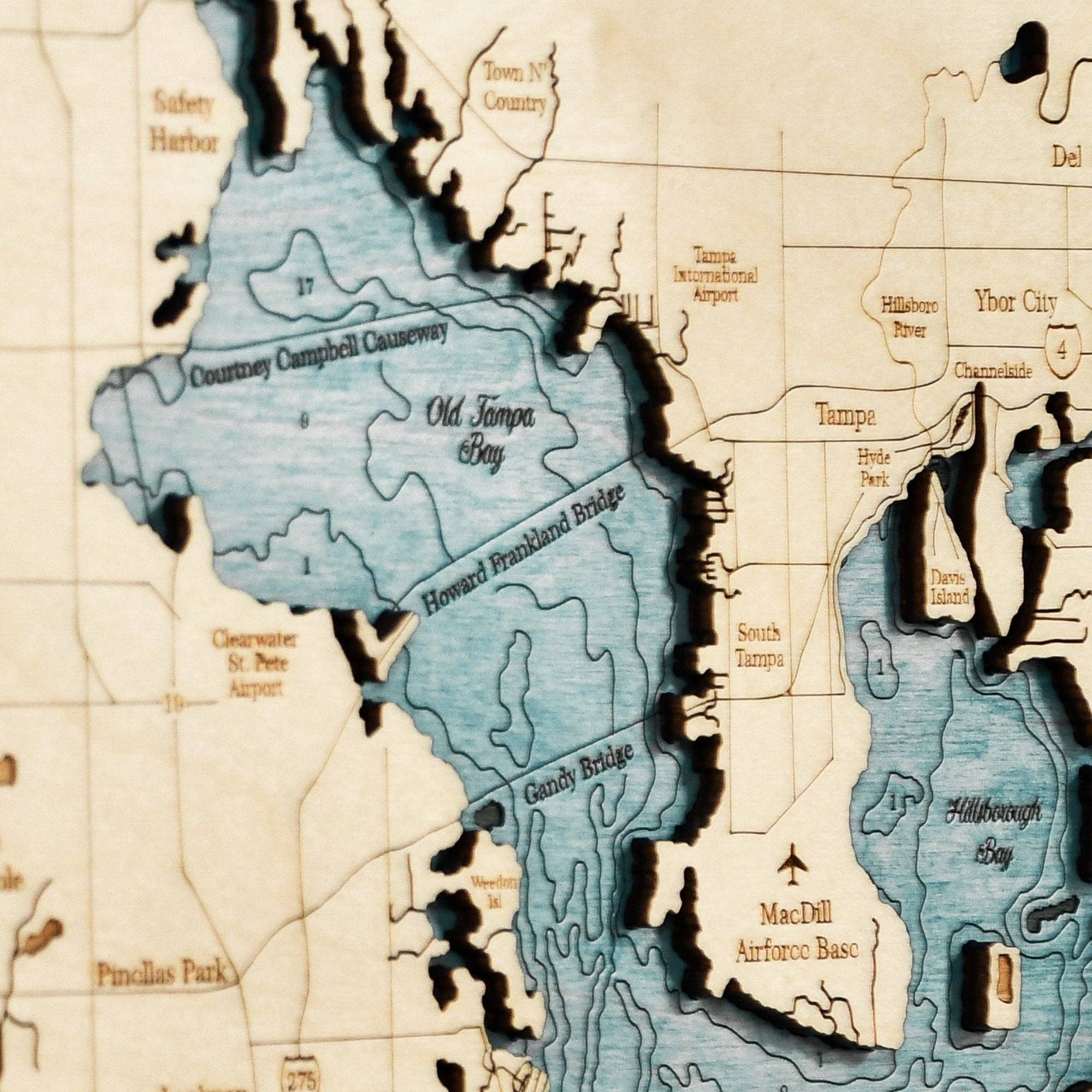 Sea & Soul Nautical Chart Art - Wholesale Map - Tampa Bay Nautical 3D Wood Map Wall Art, Coastal Home Decor22