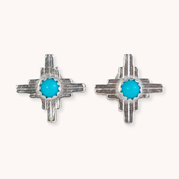 Enchantment: Turquoise Mini Zia Stud Earrings for wholesale by T.Skies Jewelry