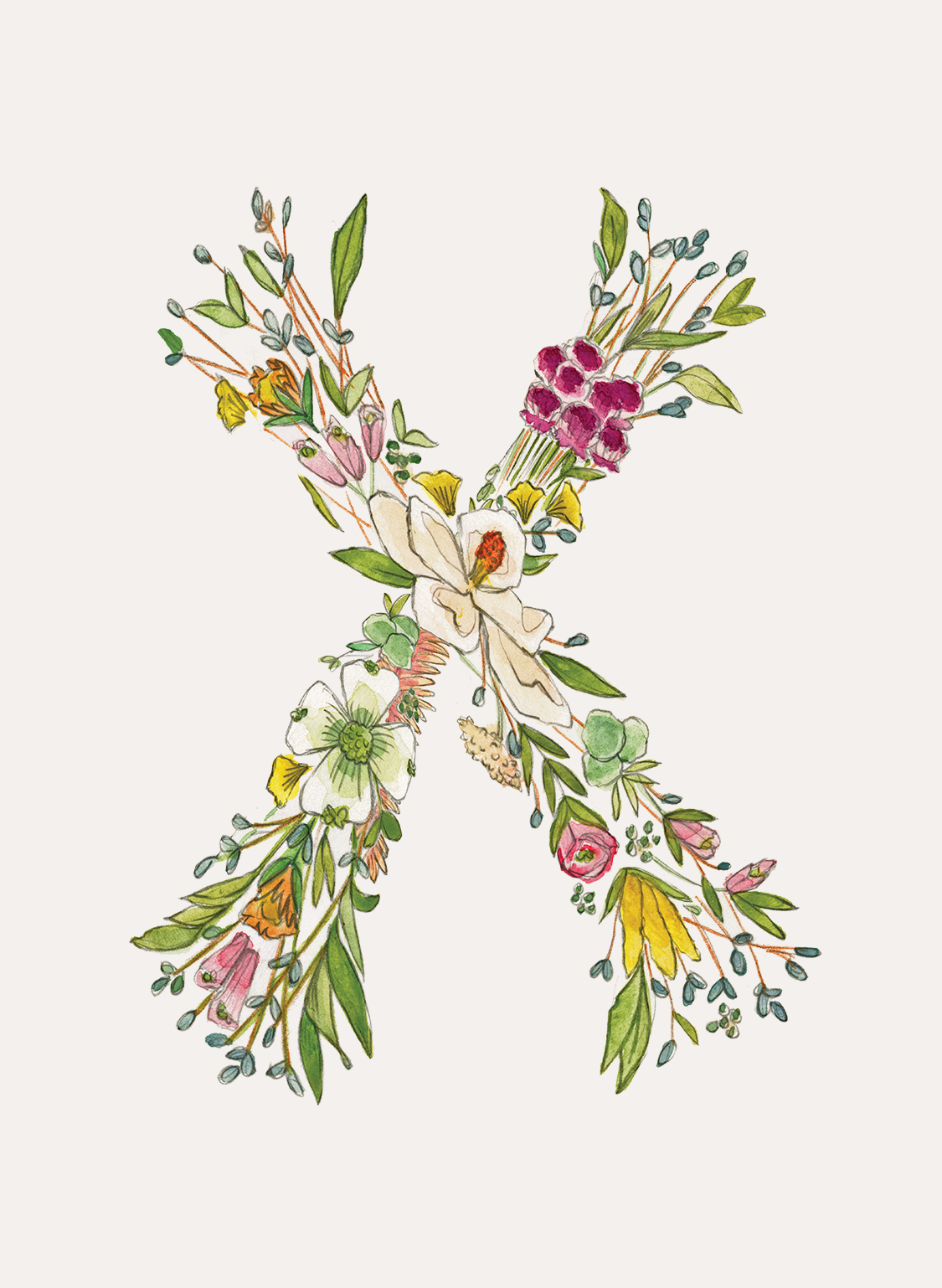 Hattie Darling - Wholesale Stationery/Notecard Set - Floral Monogram Stationery Set - 8 Folded Cards23