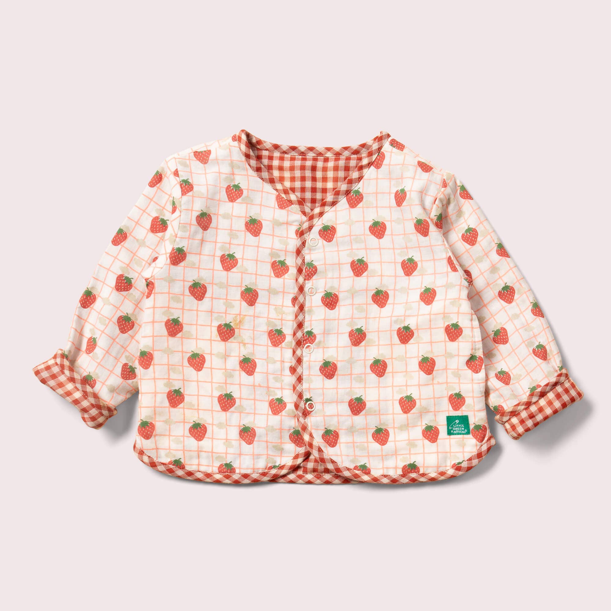 Strawberry Days Reversible Collarless Spring Jacket for wholesale on Faire1
