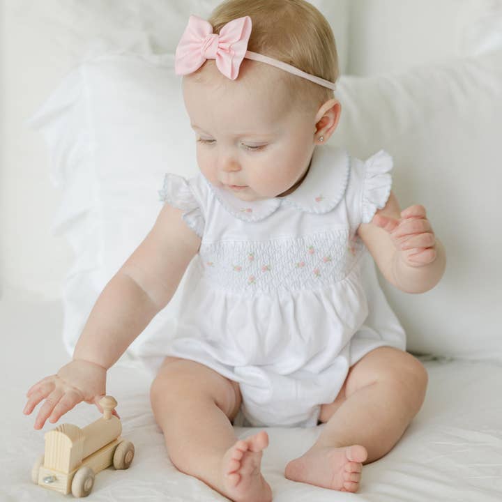 Magnolia Baby - Wholesale Bodysuit (Non-Footed) - Baby - Charlotte's Classics Smocked Bubble - Sky Blue