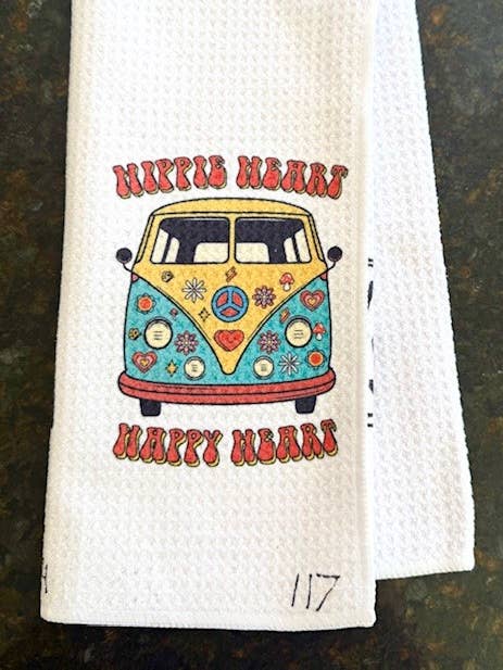 (#T117) HIPPIE HEART THEEDOEK (3-PACK) voor wholesale door Jana's Flannels