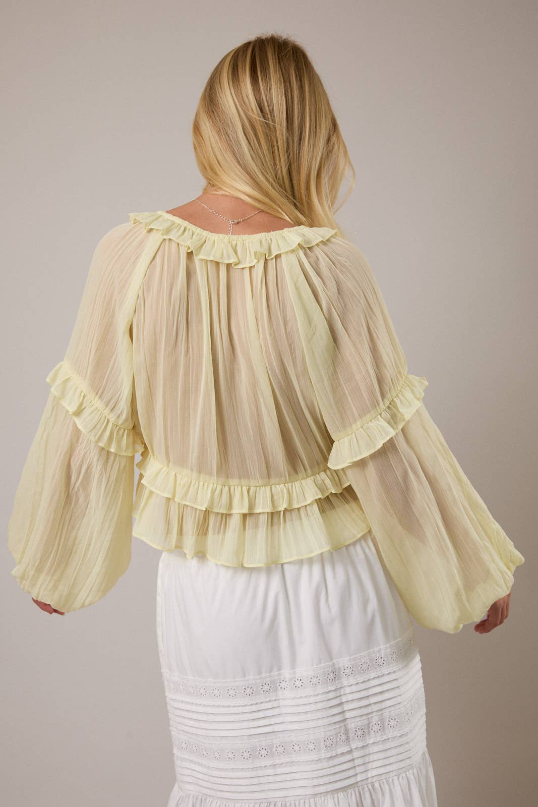 LE LIS - Wholesale Blouse - Women's - SCOOP NECK RUFFLE DETAIL BLOUSE35