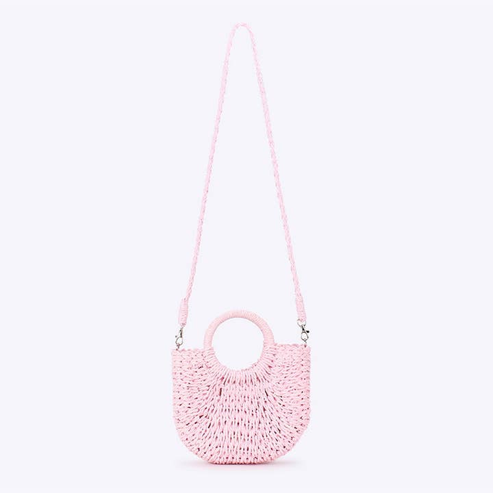 ACCITY - Wholesale Beach Bag - SOLID COLOR SEMI-CIRCLE HANDMADE STRAW BAG_CWAB46963