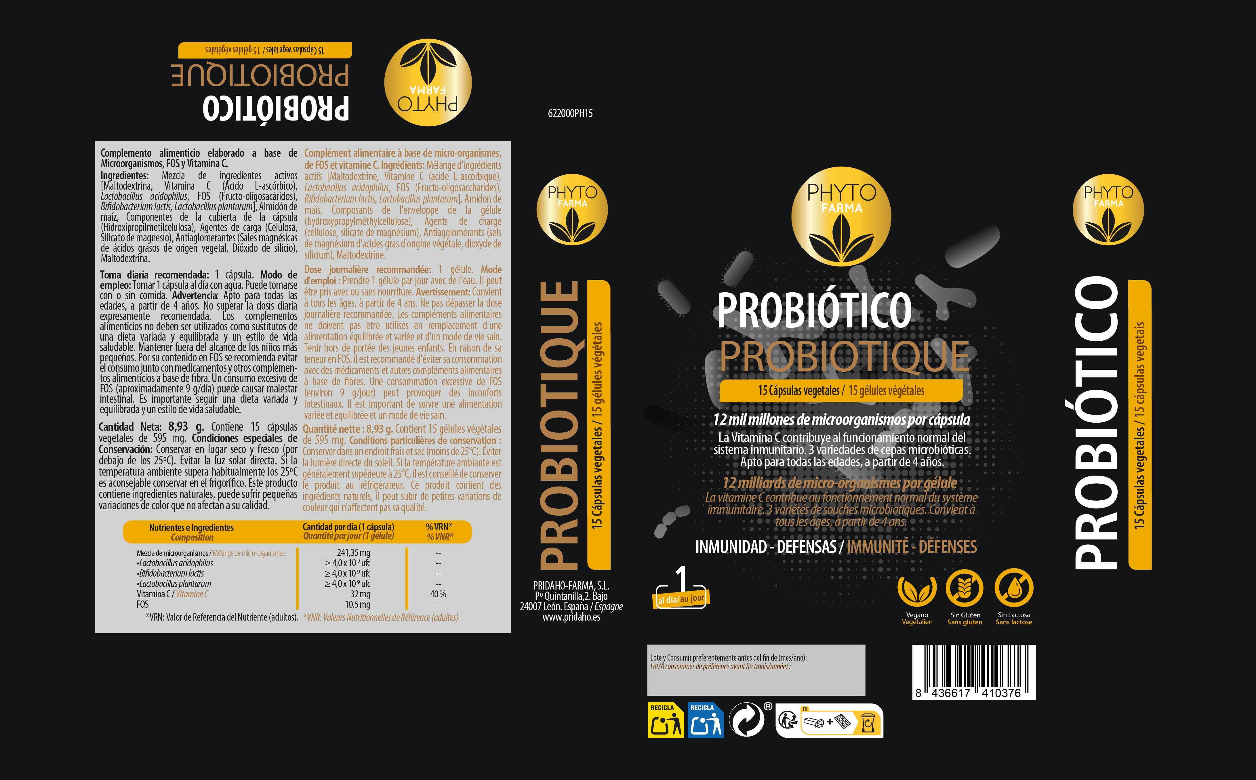 Pridahofarma - Wholesale Oral Supplement/Vitamin - PHYTOFARMA Probiotic 15 vegetable capsules1