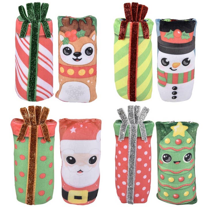 The Toy Network - Wholesale Fidget Toy - Kids - CHRISTMAS FLIP PLUSH WIGGLER 5.5" 6/DISP1