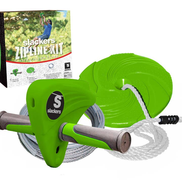 Ensemble de tyrolienne Slackers Falco Series de 40 pi avec siège pour la vente par b4Adventure