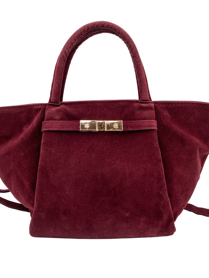 Handcrafted Suede Satchel Purse Scarlett for wholesale by Kondra Industries, LLC