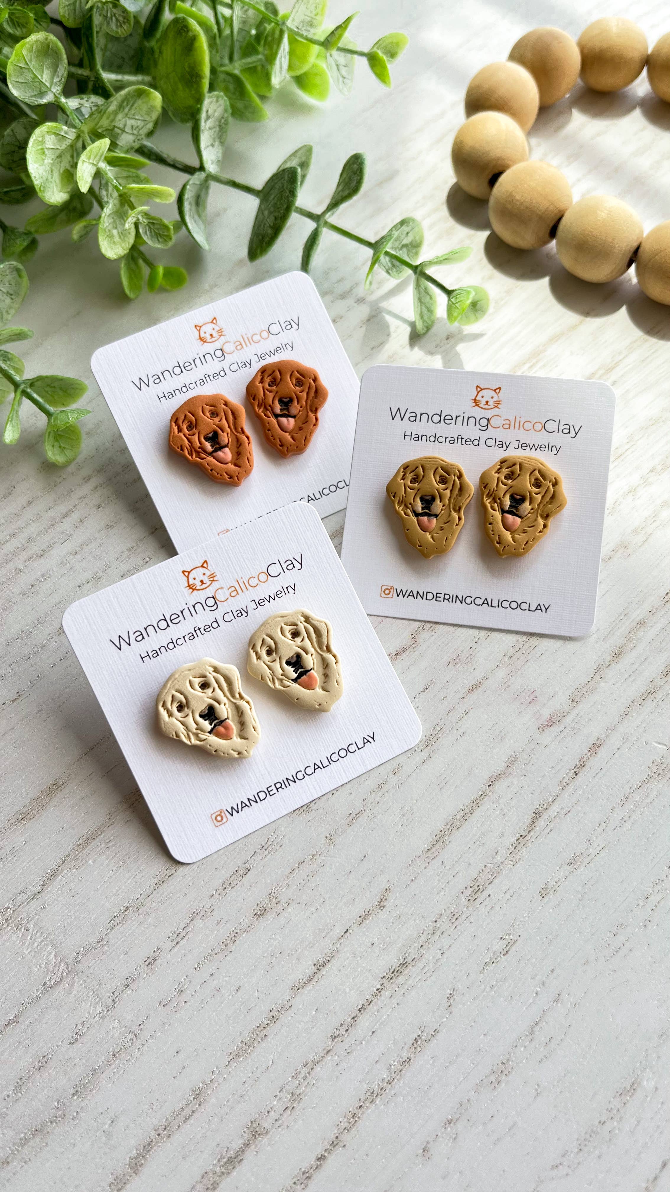WanderingCalicoClay - Vendita all'ingrosso Orecchini a bottone - Orecchini Labrador Retriever, orecchini per cani in argilla polimerica6