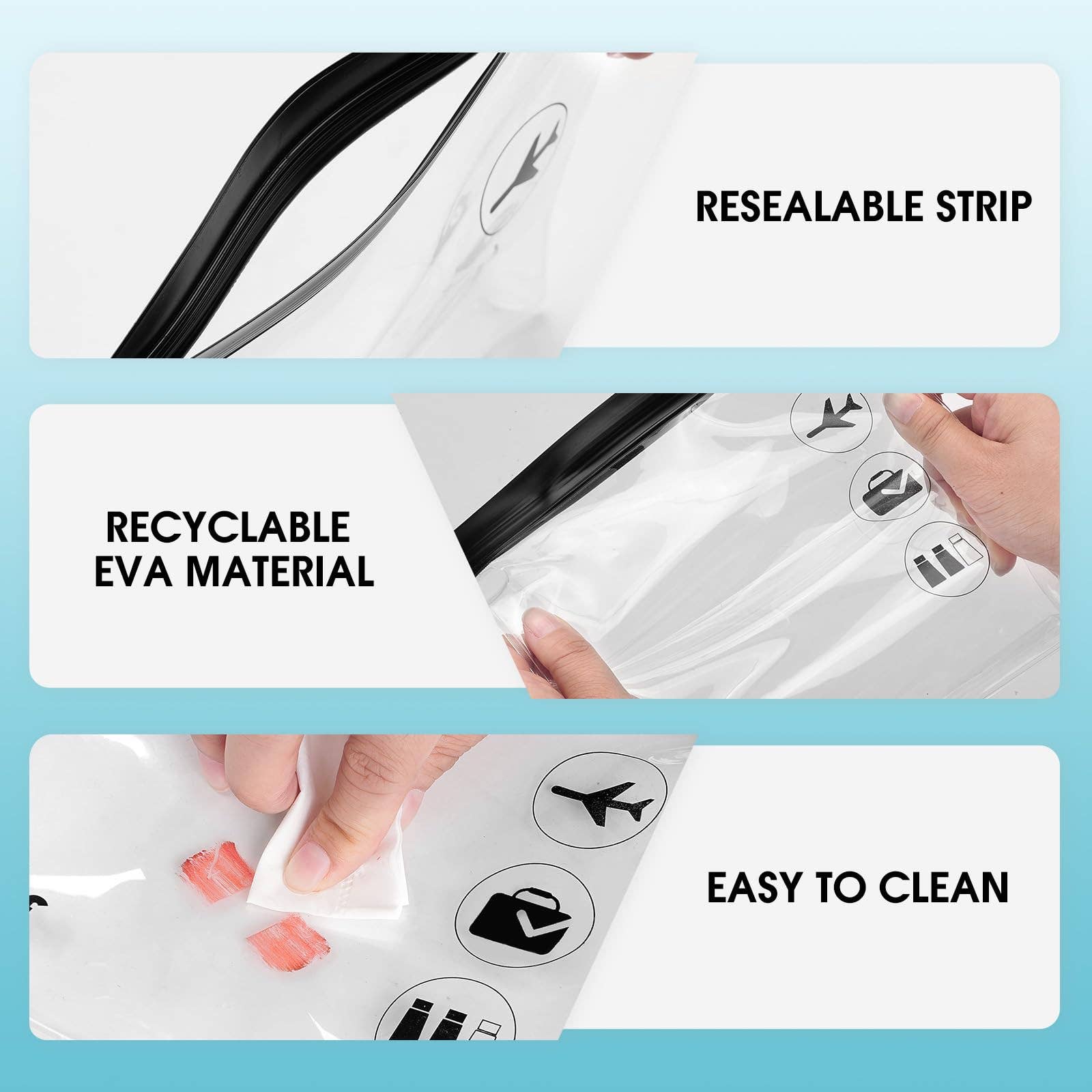 wandf - Vente Trousse de toilette – unisexe - Trousse de toilette de voyage 3-1-1 transparente WANDF approuvée par la TSA5