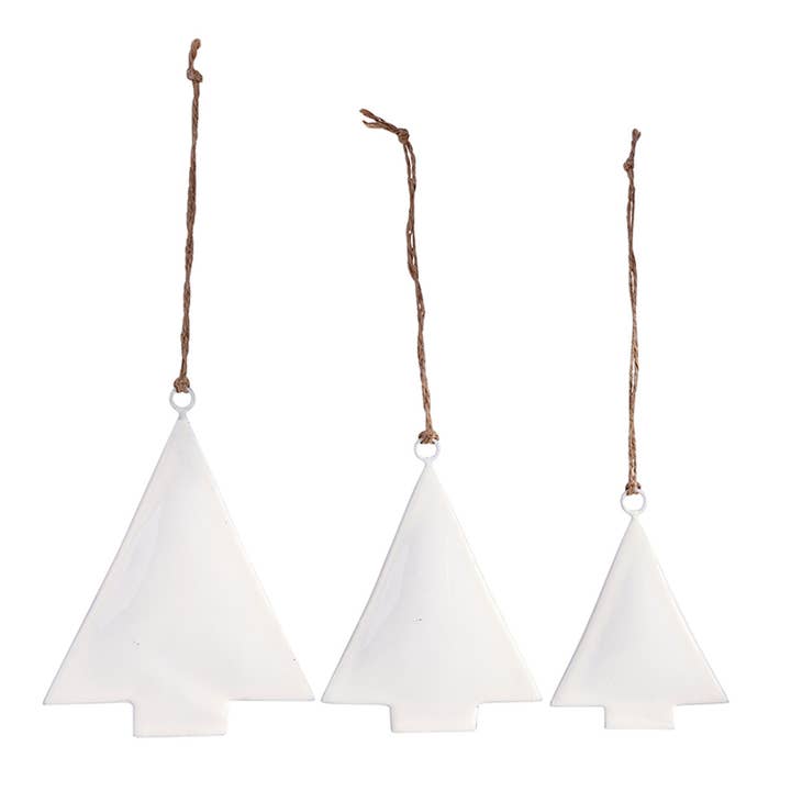 White Enamel Tree Ornaments - Set of 3 for wholesale by Santa Barbara Design Studio by Creative Brands