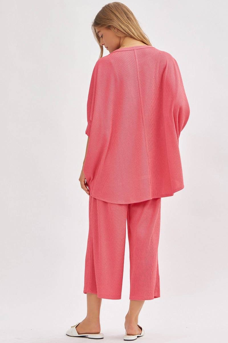 Dear Scarlett – Engroshandel Top- og buksesæt (IKKE Loungewear) - Dame – Solid Bluse + Bred Ben Sæt TRVSET-BALI22