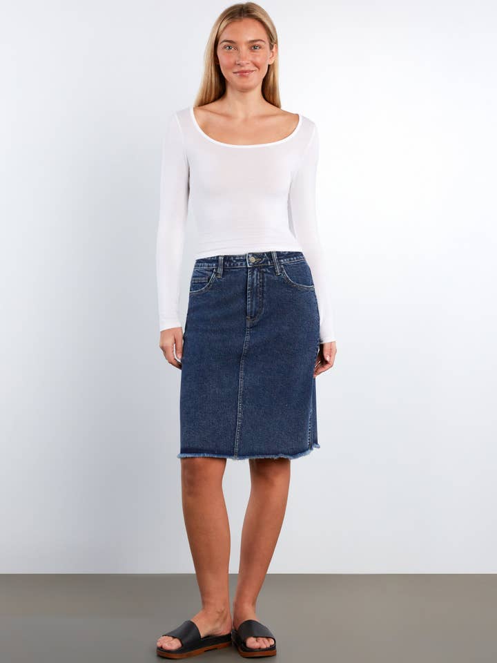 Fray Hem Short Jean Skirt for wholesale by Billy T