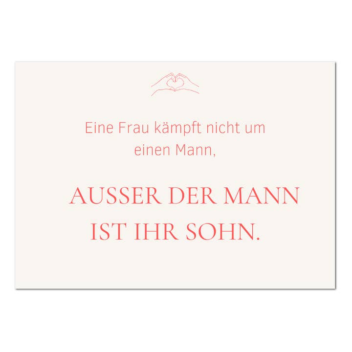 Postkarte "Eine Frau kämpft nicht um einen Mann" für den Großhandel von Rabenmütter Verlag UG