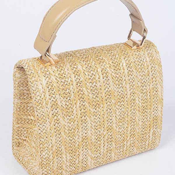 3AM BY H&D ACCESSORIES - Vente Sac à main avec poignée sur le dessus – femme - Sac à rabat avec poignée supérieure en fausse paille5