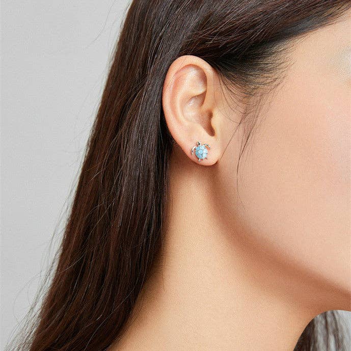 Perimade & Co. LLC - Wholesale Stud/Post Earrings - Blue Sea Turtle Stud Earrings in Solid Copper