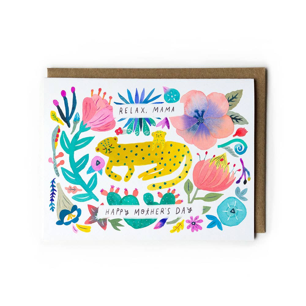 Honeyberry Studios - Vente Carte pour la fête des Mères - Carte de vœux pour la fête des mères Cheetah Mama