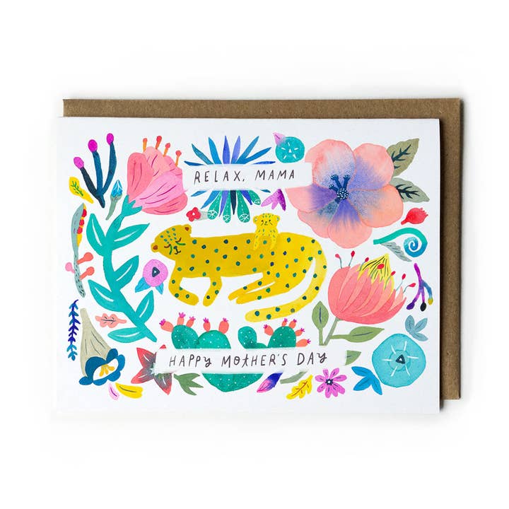 Cheetah Mama Mother's Day Greeting Card for wholesale by Honeyberry Studios