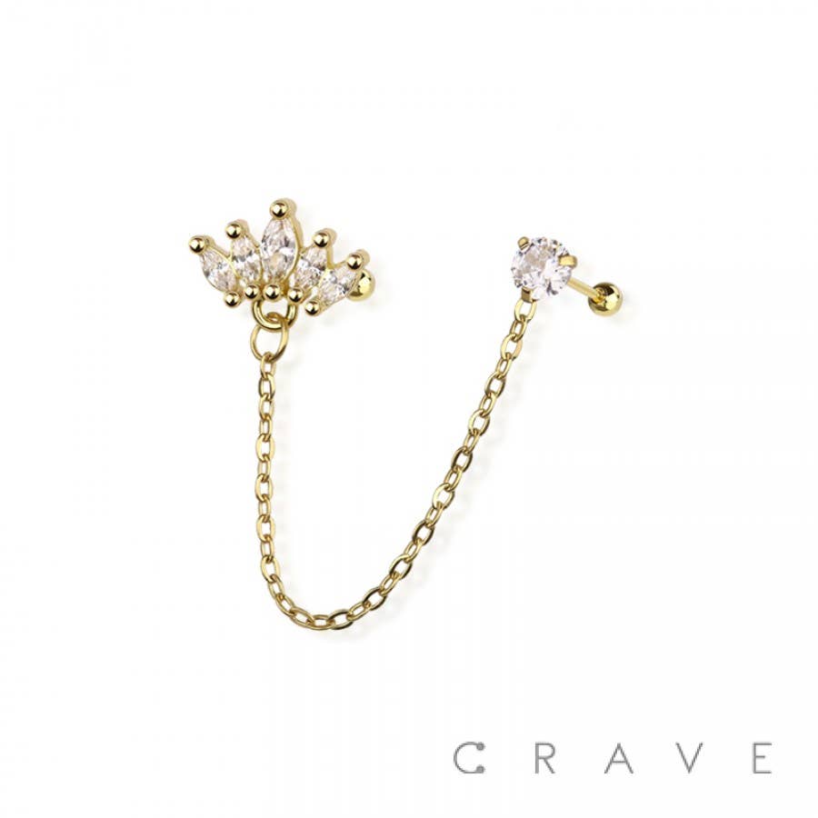 CRAVE - Wholesale Single Earring - MARQUISE FAN 316L SURGICAL STAINLESS STEEL CARTILAGE BARBELL0