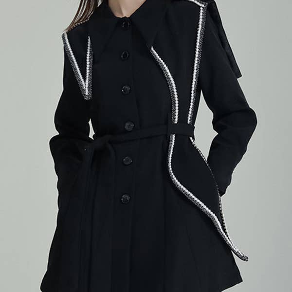 Asymmetric Buttoned A-Line High Waisted Lapel Mini Dresses for wholesale by UZ Wholesale Store